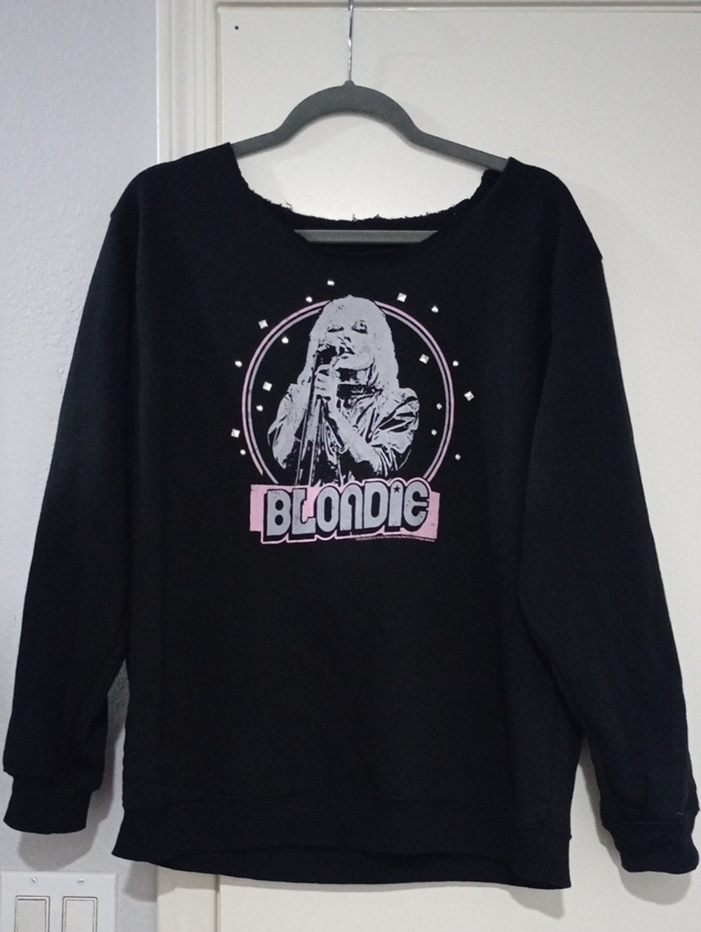 Blondie Graphic Sweatshirt - Black with Pink Print 60% Cotton/Poly Blend Size L